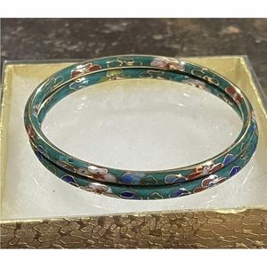 Vintage 2 Piece Aqua Marine
Cloisonne Bangles 7.8 Inches